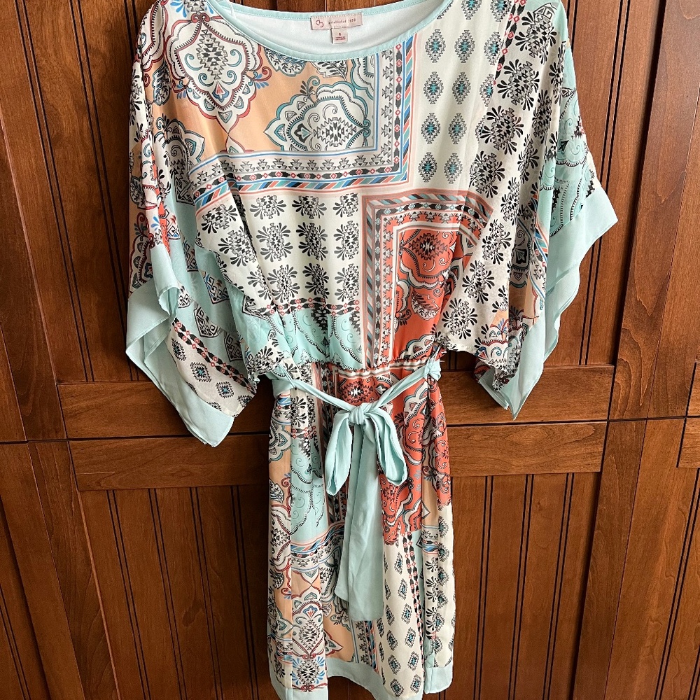 Dress Barn Drape Sleeve Print Dress Size 4